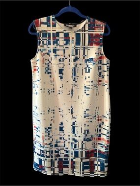 🇨🇦 Lida Baday Pixelated Grid Print Shift Dress  Size 12 NWOT